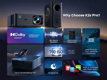 Yaber K2s Pro 4K WiFi 6 Projector with Google TV, JBL Sound, Dolby Yaber K2s Pro 4K WiFi 6 Projector with Google TV, JBL Sound, Dolby
