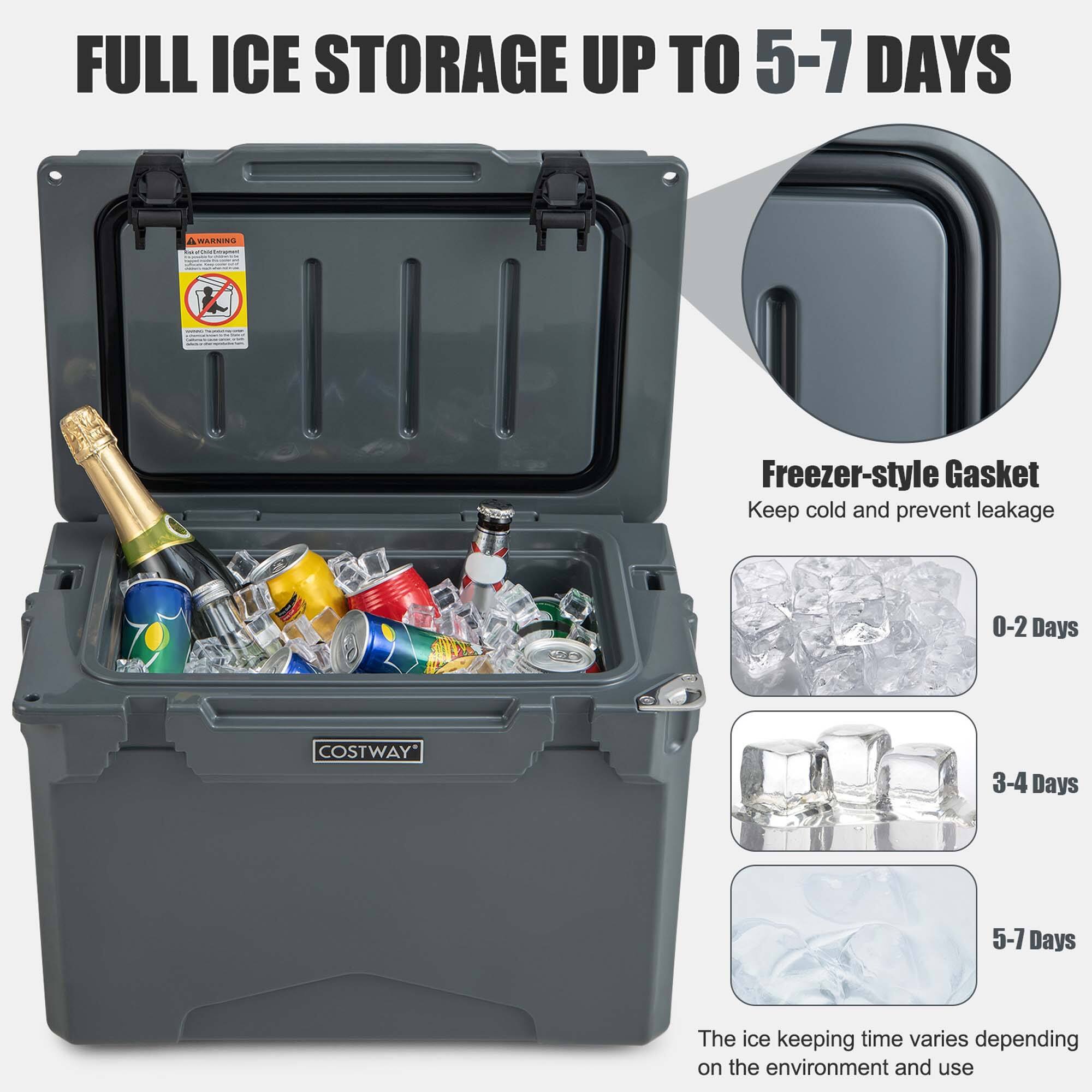 FULL ICE STORAGE UP TO 5-7 DAYS

Freezer-style Gasket
Keep cold and prevent leakage

0-2 Days
3-4 Days
5-7 Days

The ice keeping time varies depending on the environment and use