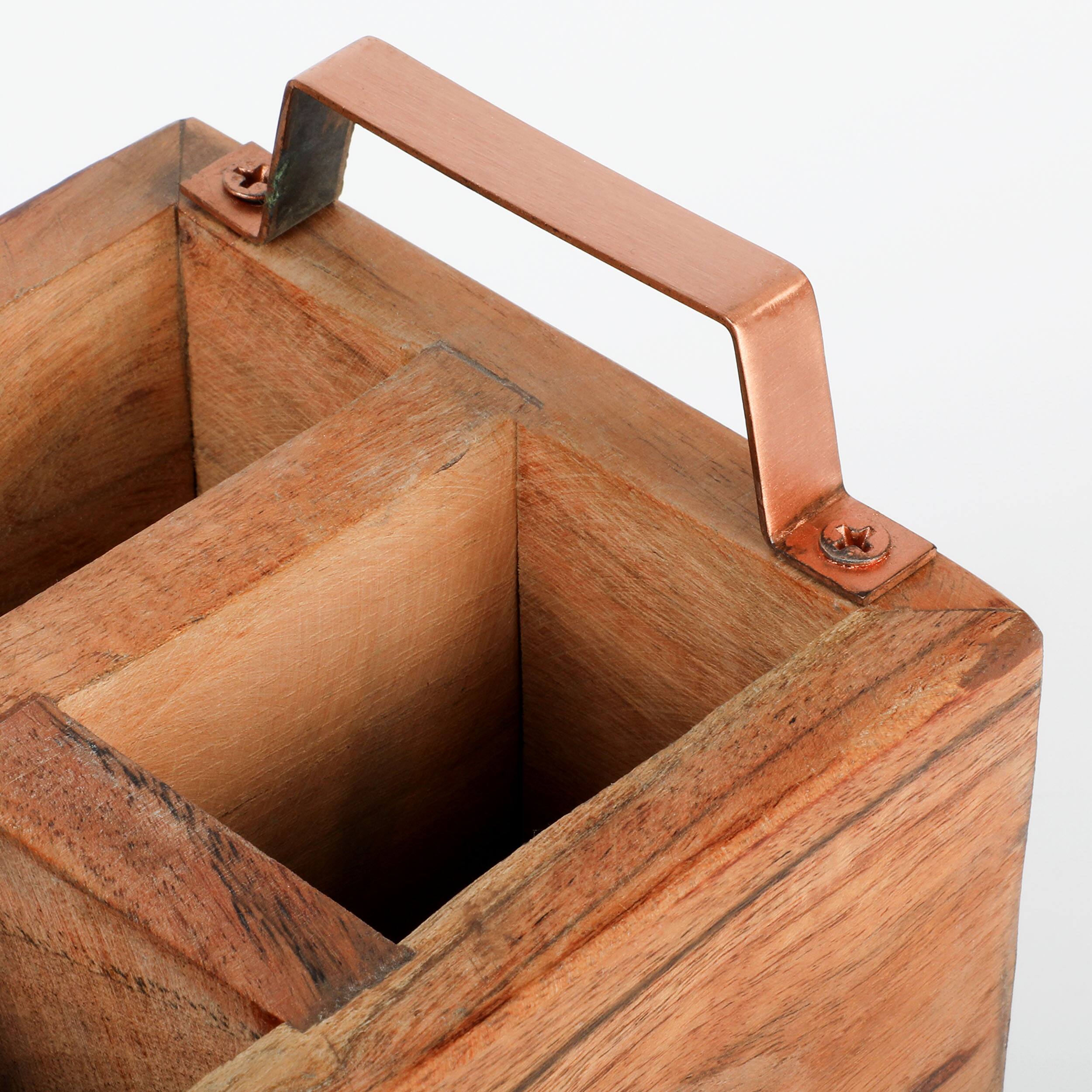 Alt View 1. Laurie Gates - Laurie Gates California Designs Grey Marble and Acacia Wood Salad Server Holder - Brown.