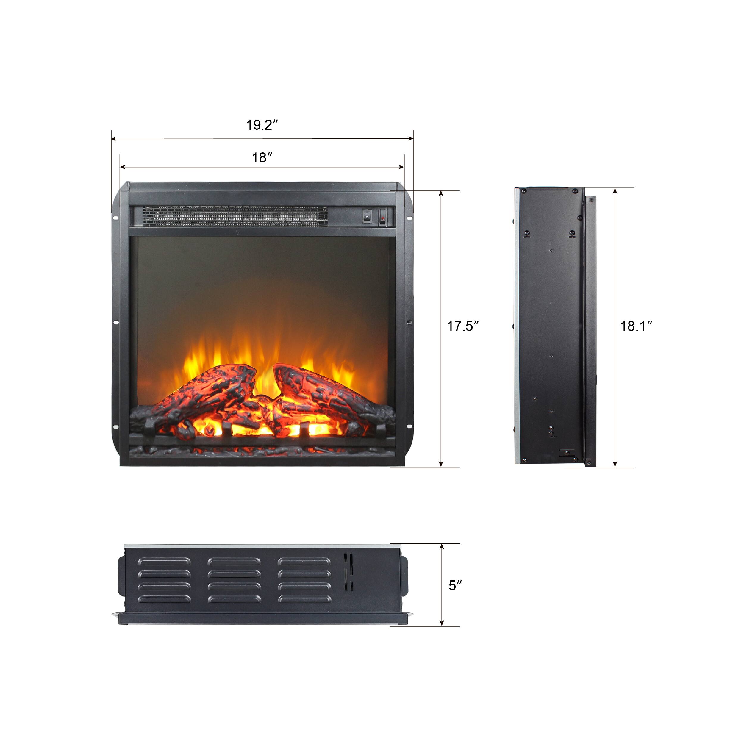 Alt View 3. Mondawe - 18" Ultra-Thin Electric Fireplace Insert with Realistic Flame and Overheat Protection - Black.