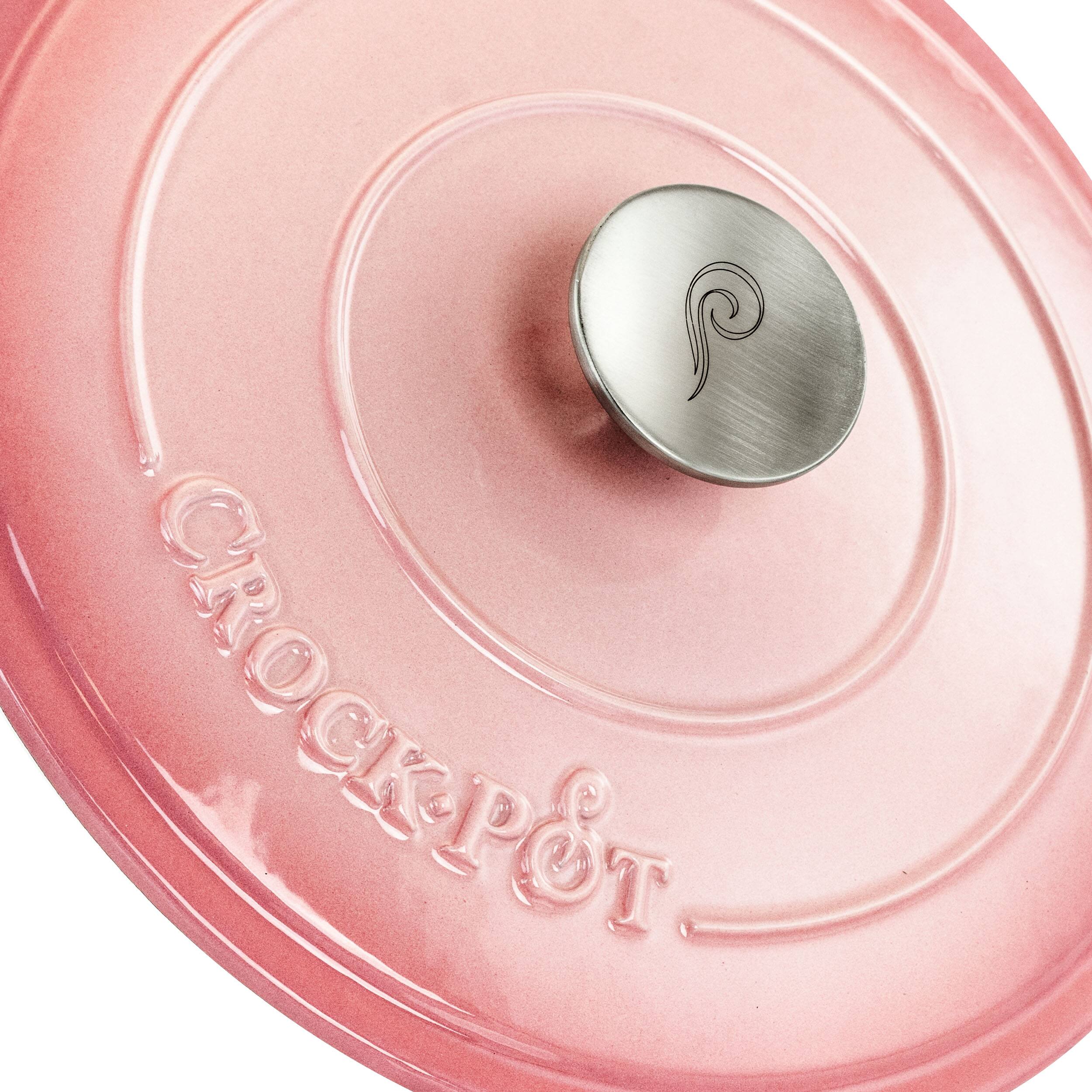 Alt View 5. Crockpot - Crock-Pot Artisan 2 Piece 5 Quarts Enamled Cast Iron Dutch Oven in Blush Pink - Blush Pink.