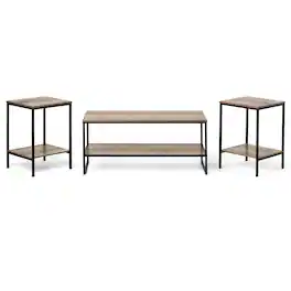 SKONYON - Contemporary 3-Piece Rectangular Particle Board Coffee Table Set - Natural