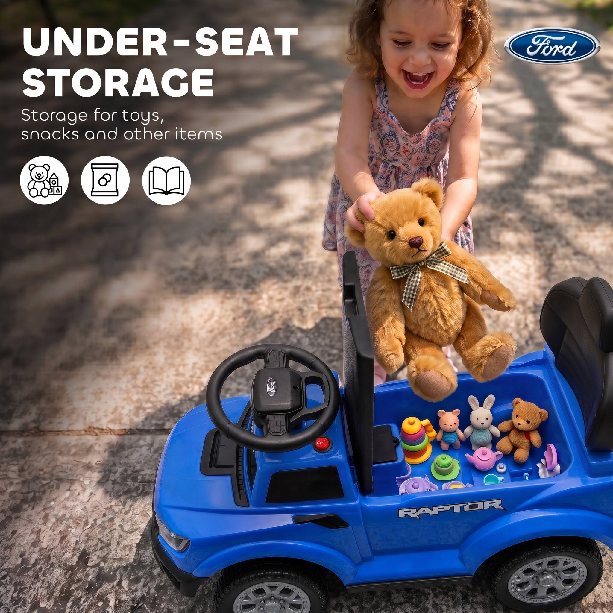 UNDER-SEAT STORAGE  
Storage for toys, snacks and other items  

Ford  
RAPTOR  
2011