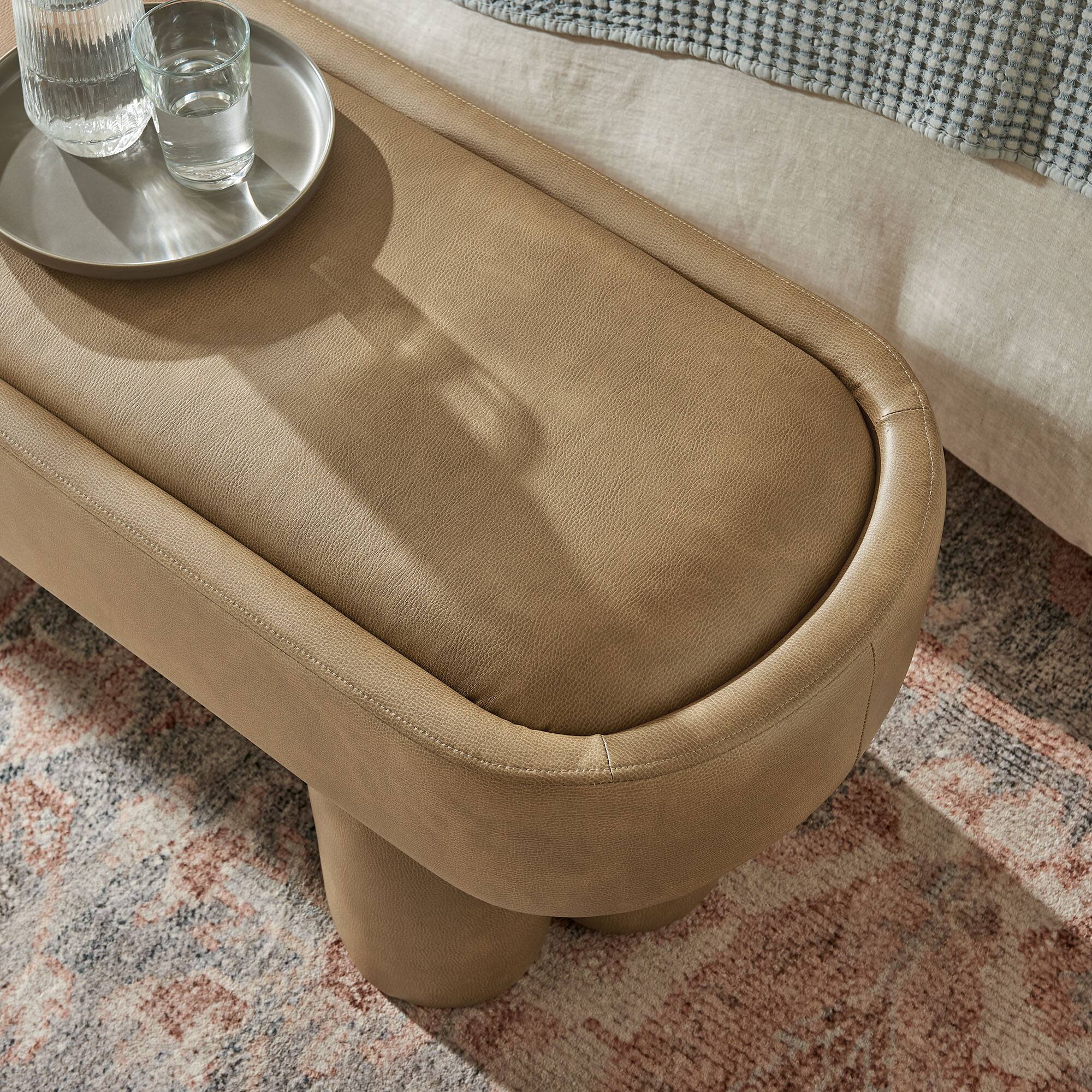 Alt View 1. Modway - Mossi 52-Inch Oval Vegan Leather Bench by Modway - Toast.