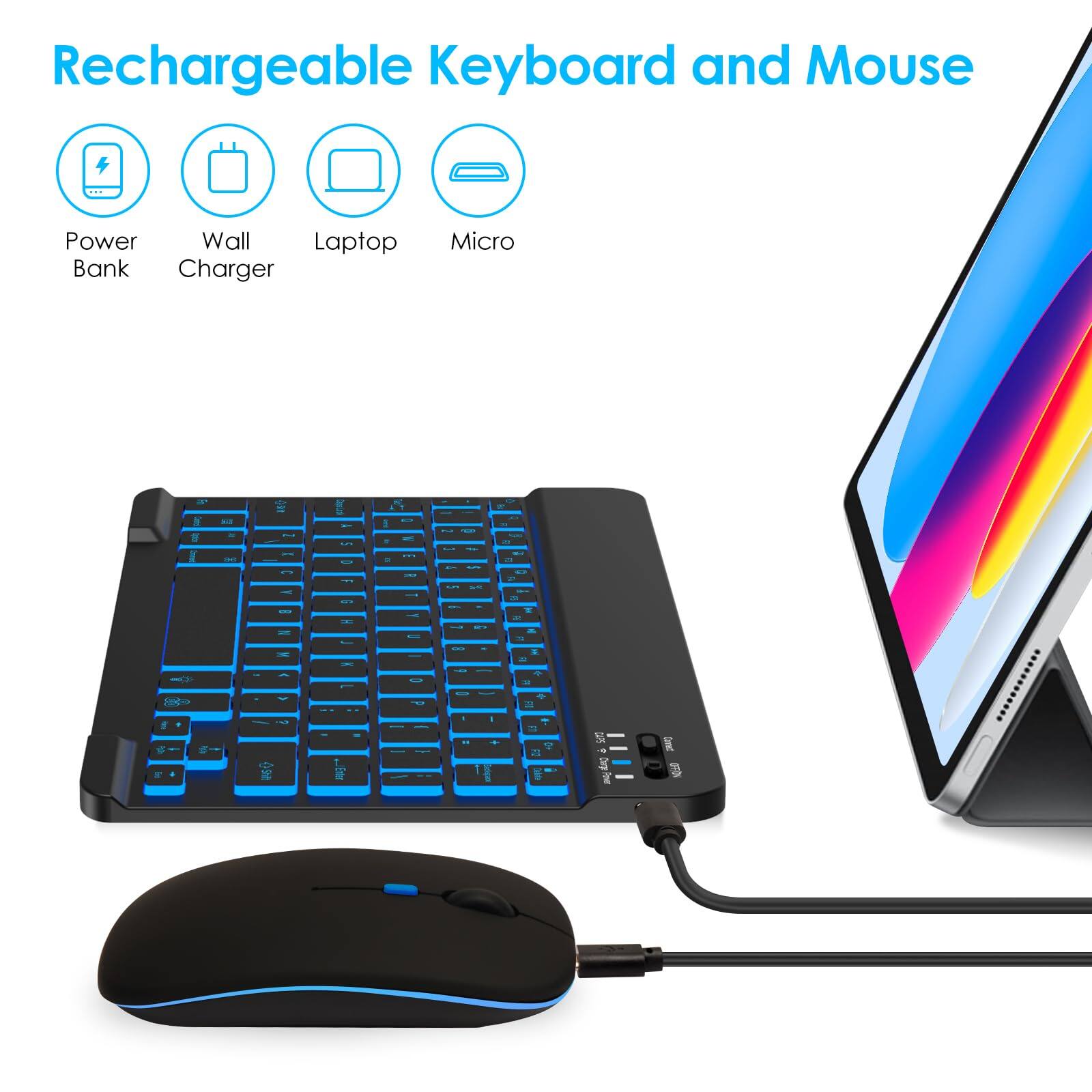 Rechargeable Keyboard and Mouse

- Power Bank
- Wall Charger
- Laptop
- Micro

Rechargeable Keyboard and Mouse