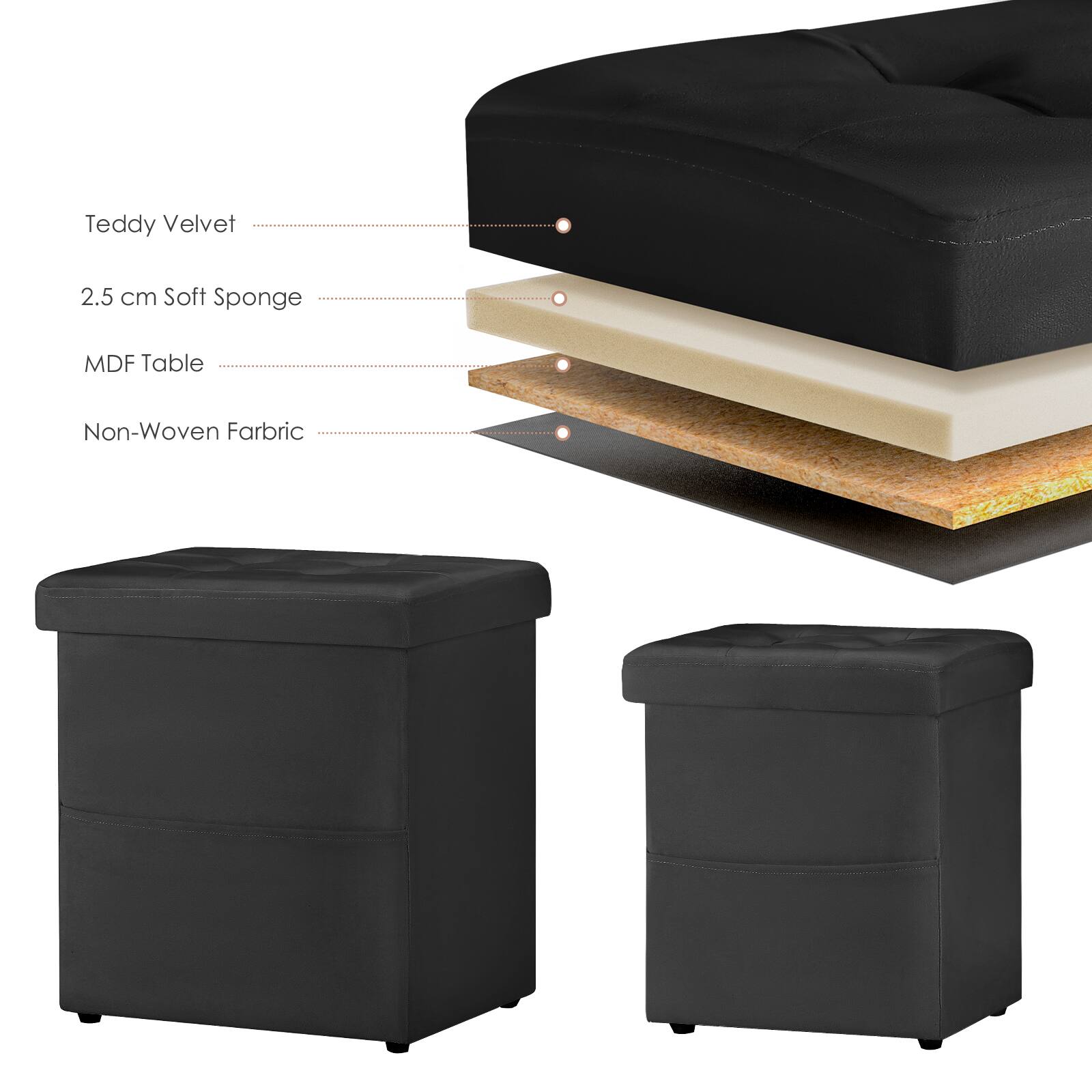 Teddy Velvet 2.5 cm Soft Sponge MDF Table Non-Woven Fabric