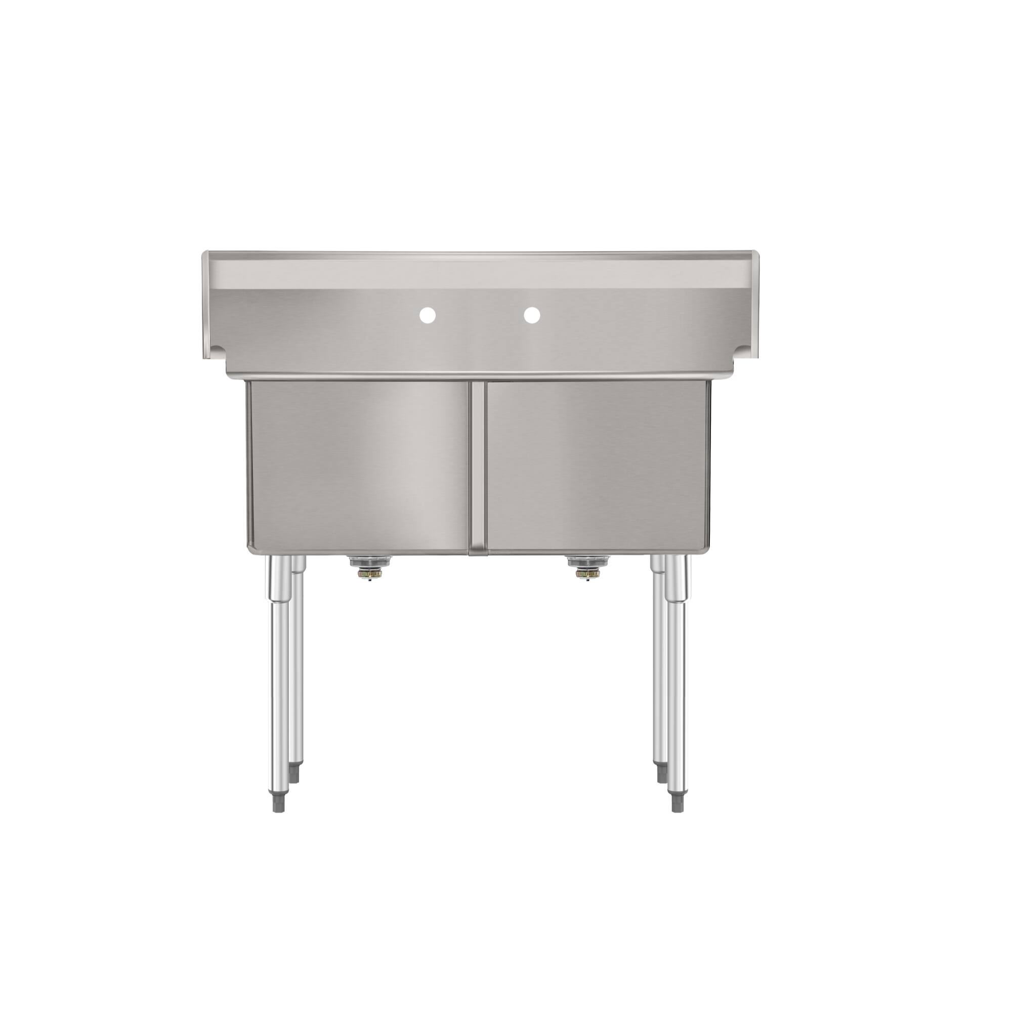 Alt View 6. Koolmore - 42 in. 18-Gauge 2-Compartment  Sink with Backsplash, Bowl dimensions 18"x24"x14" in Stainless-Steel - Stainless Steel.