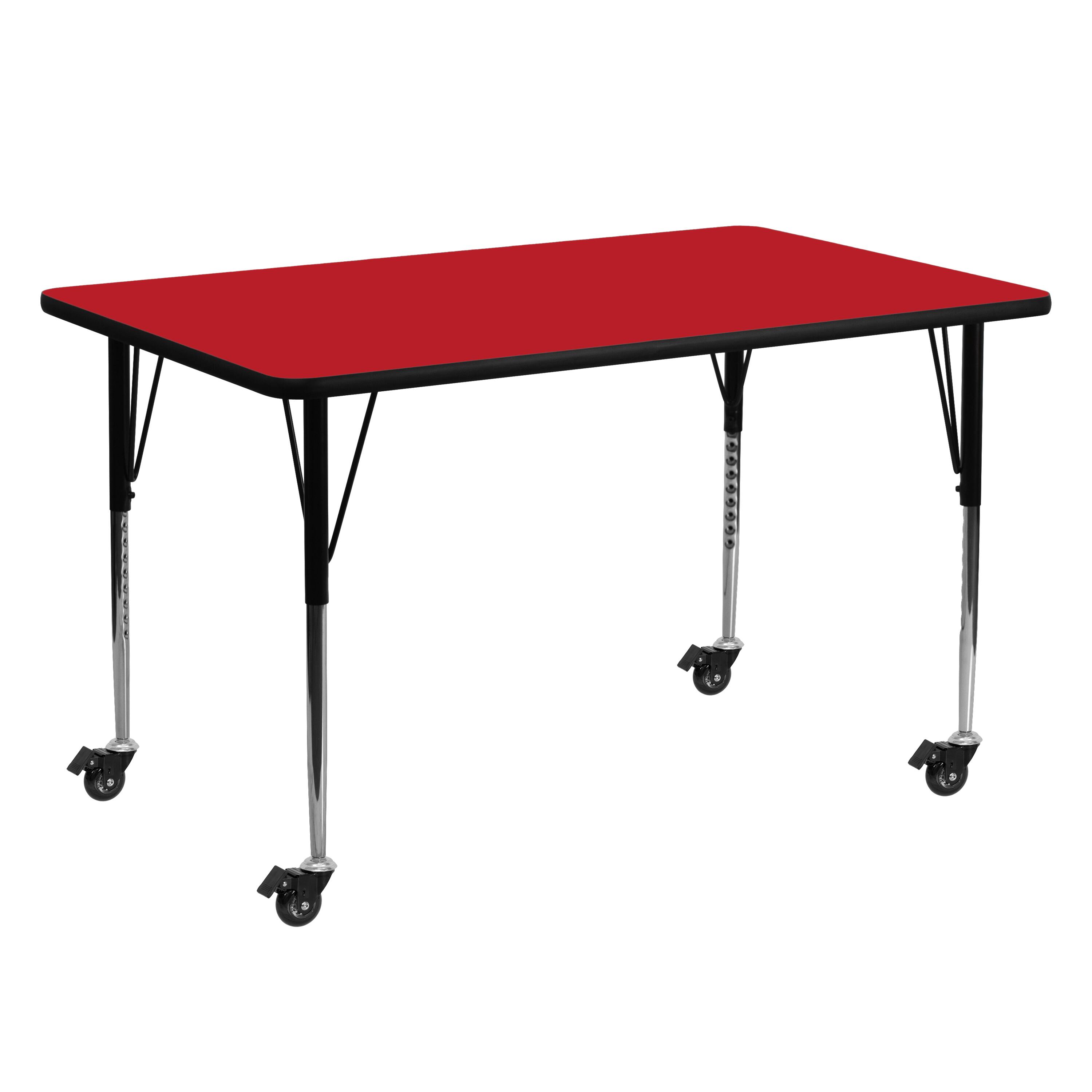 Emma + Oliver - Mobile 24x60 Rectangle HP Laminate Adjustable Activity Table - Red price history on PriceWatchPro