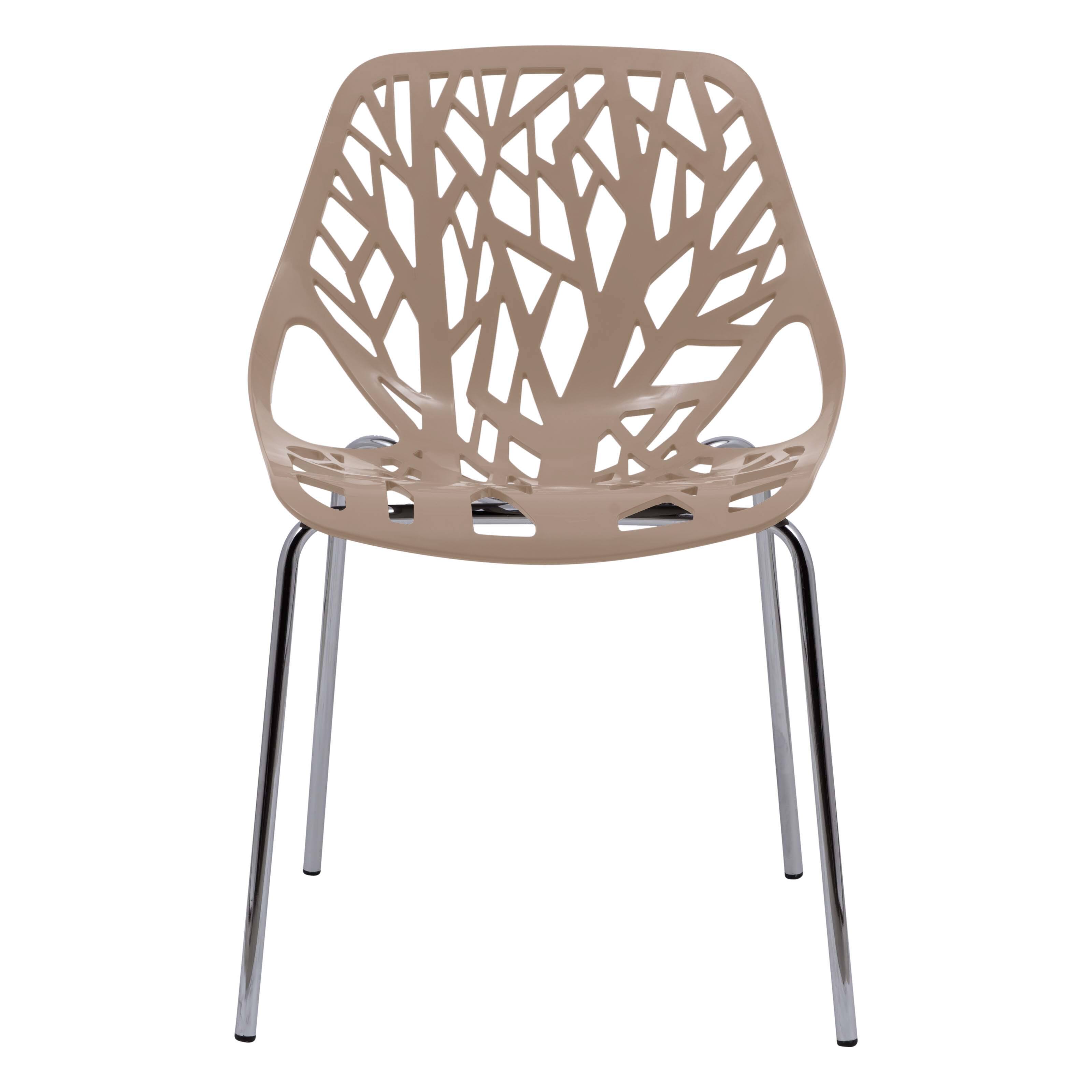 Alt View 4. LeisureMod - Asbury Stackable Modern Dining Chair with Cut Out Design and Chrome Legs Side Chair for Home Living Room - Taupe.