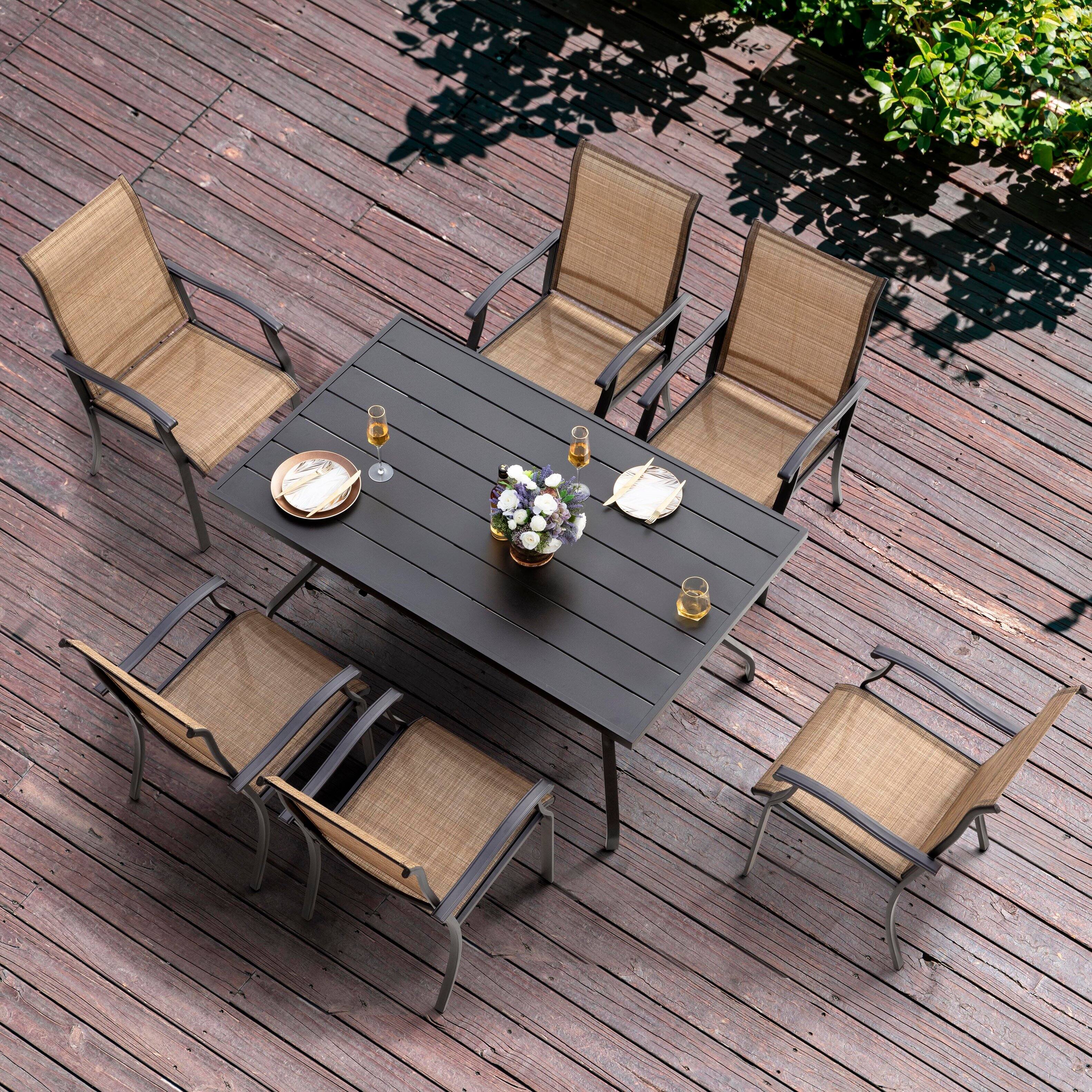 Alt View 6. Nuu Garden - Outdoor 61" x 37" Rectangle Powder-coated Iron Dining Table with 1.6'' Umbrella Hole - Black.