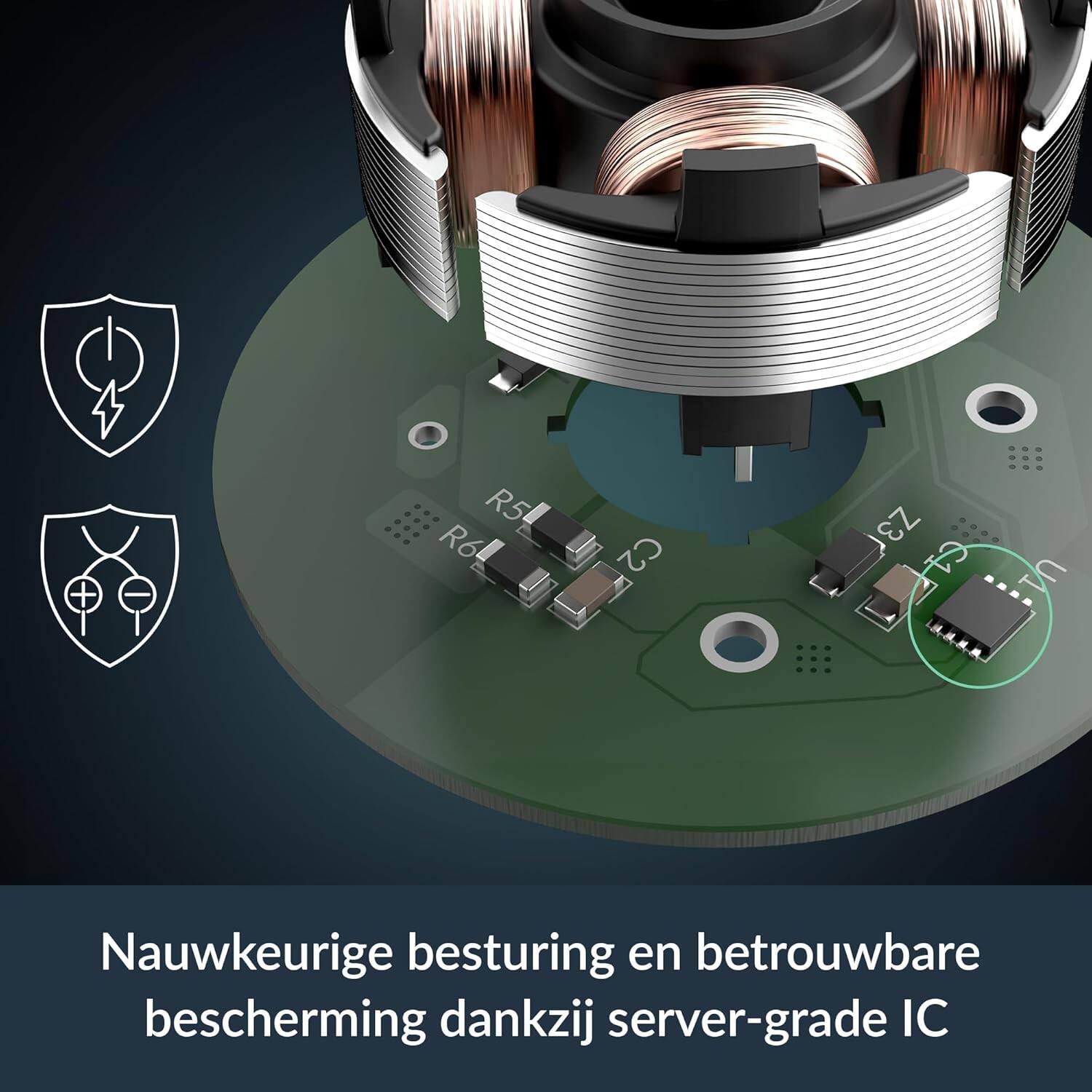 R5 R6 C2 Z3 F T  
Nauwkeurige besturing en betrouwbare bescherming dankzij server-grade IC