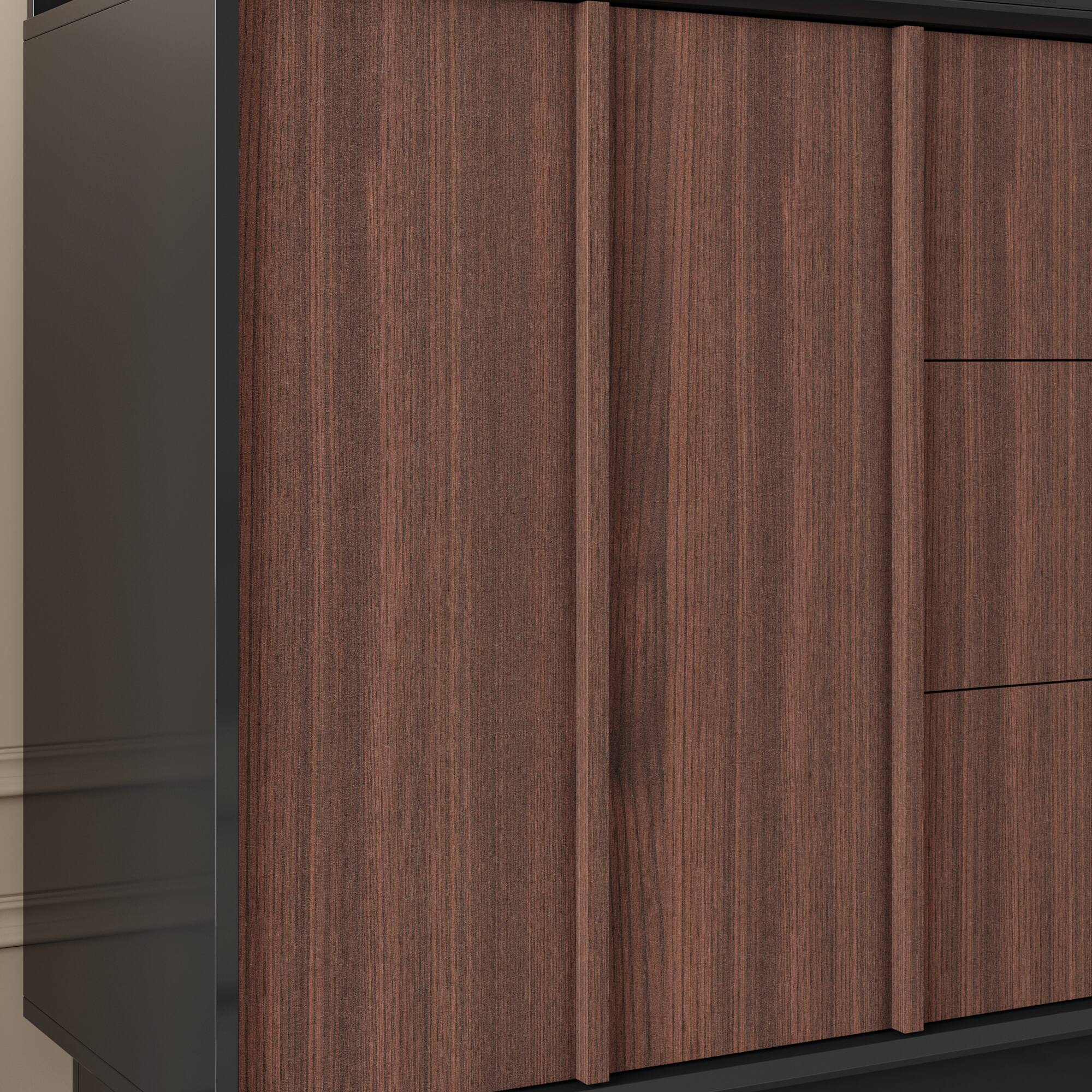 Alt View 2. Famapy - TV Stand with Power Outlets and Cable Management, 65" Entertainment Center with Storage Drawers and Walnut Finish - Brown.