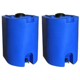 WaterPrepared - 55 Gal Stackable Design Utility Water Tank with Large Cap (2 Pack) - Blue