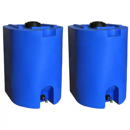 Front. WaterPrepared - WaterPrepared 55 Gal Stackable Design Utility Water Tank with Large Cap (2 Pack) - Blue.