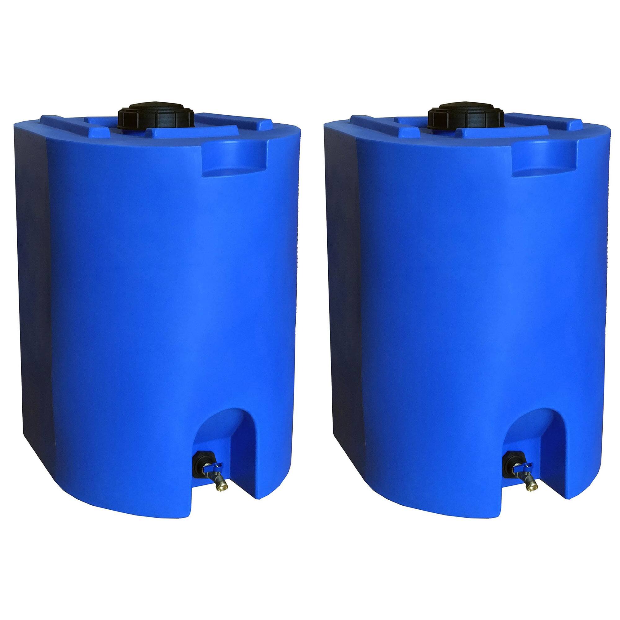 Front. WaterPrepared - WaterPrepared 55 Gal Stackable Design Utility Water Tank with Large Cap (2 Pack) - Blue.