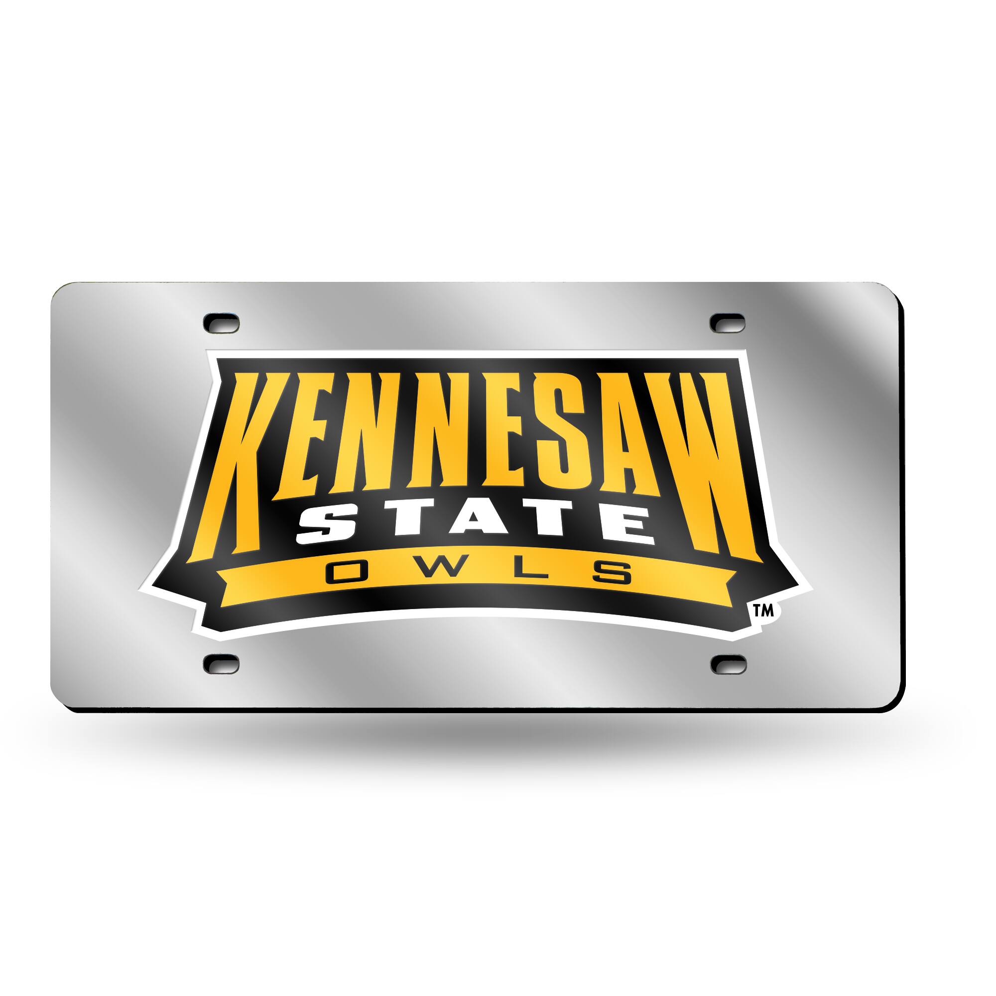 Rico Industries - Kennesaw State Owls Mirrored Laser Cut License Plate Laser Tag - Multi