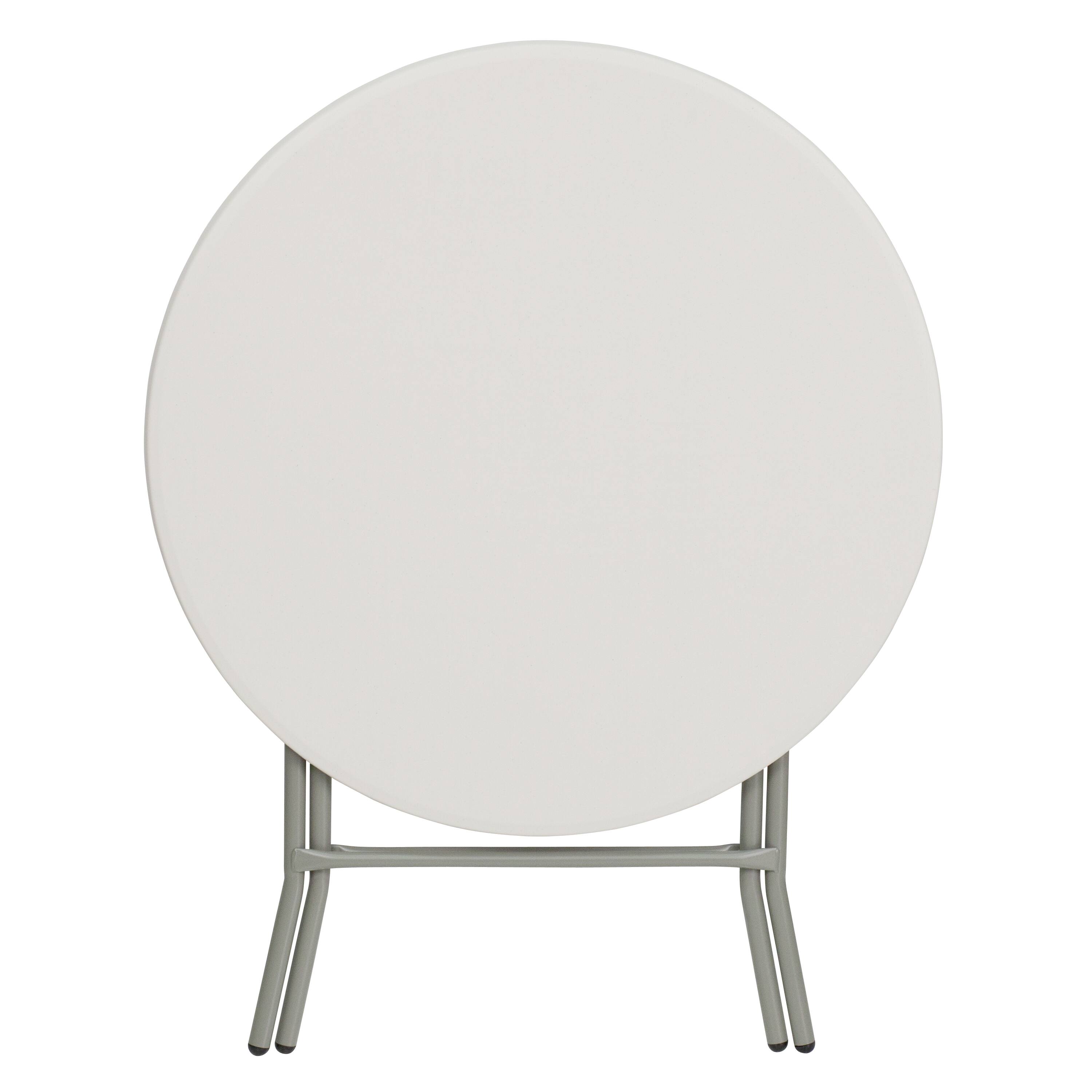 Alt View 5. Emma + Oliver - 2.63-Foot Round Plastic Folding Table - Granite White.
