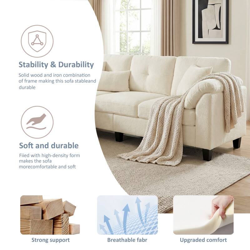 Stability & Durability  
Solid wood and iron combination of frame making this sofa stable and durable  

Soft and durable  
Filled with high-density foam makes the sofa more comfortable and soft  

Strong support  
Breathable fabric  
Upgraded comfort