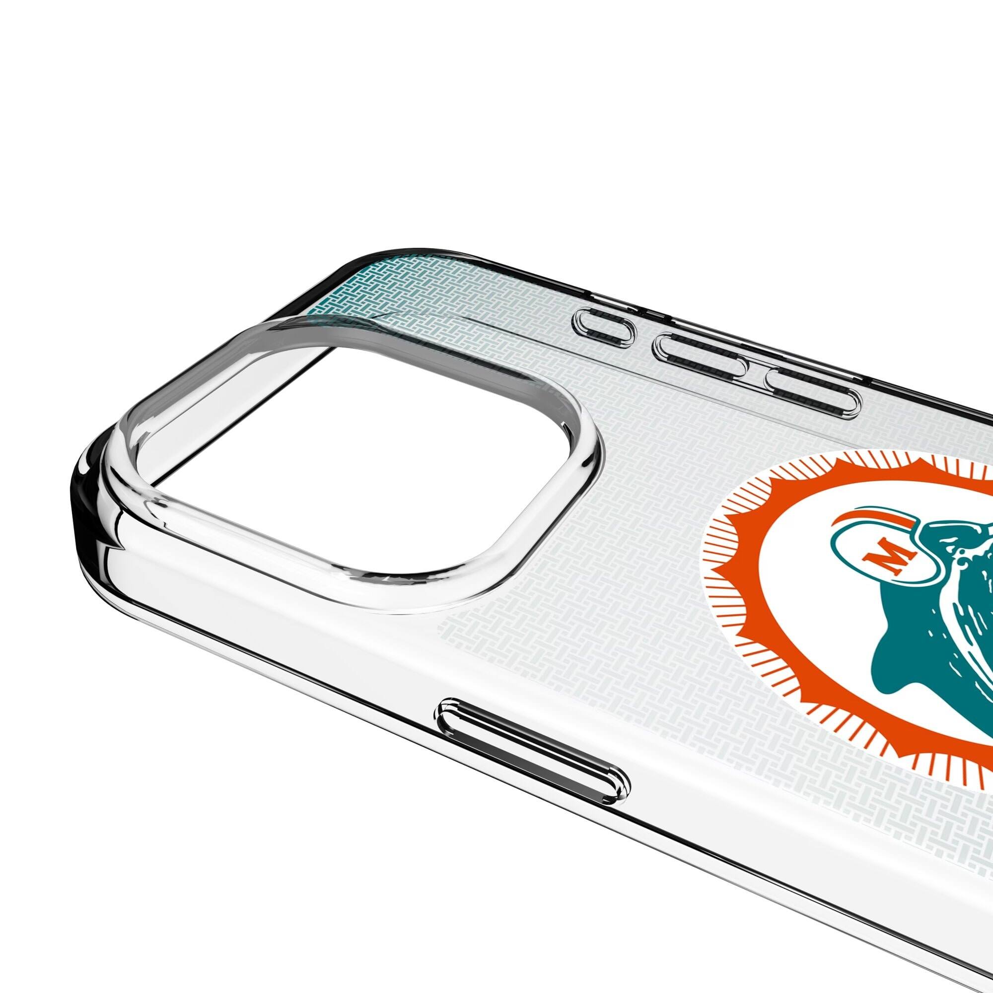 Alt View 2. Keyscaper - Miami Dolphins Linen Logo iPhone Clear Case - 16e - Multicolor.