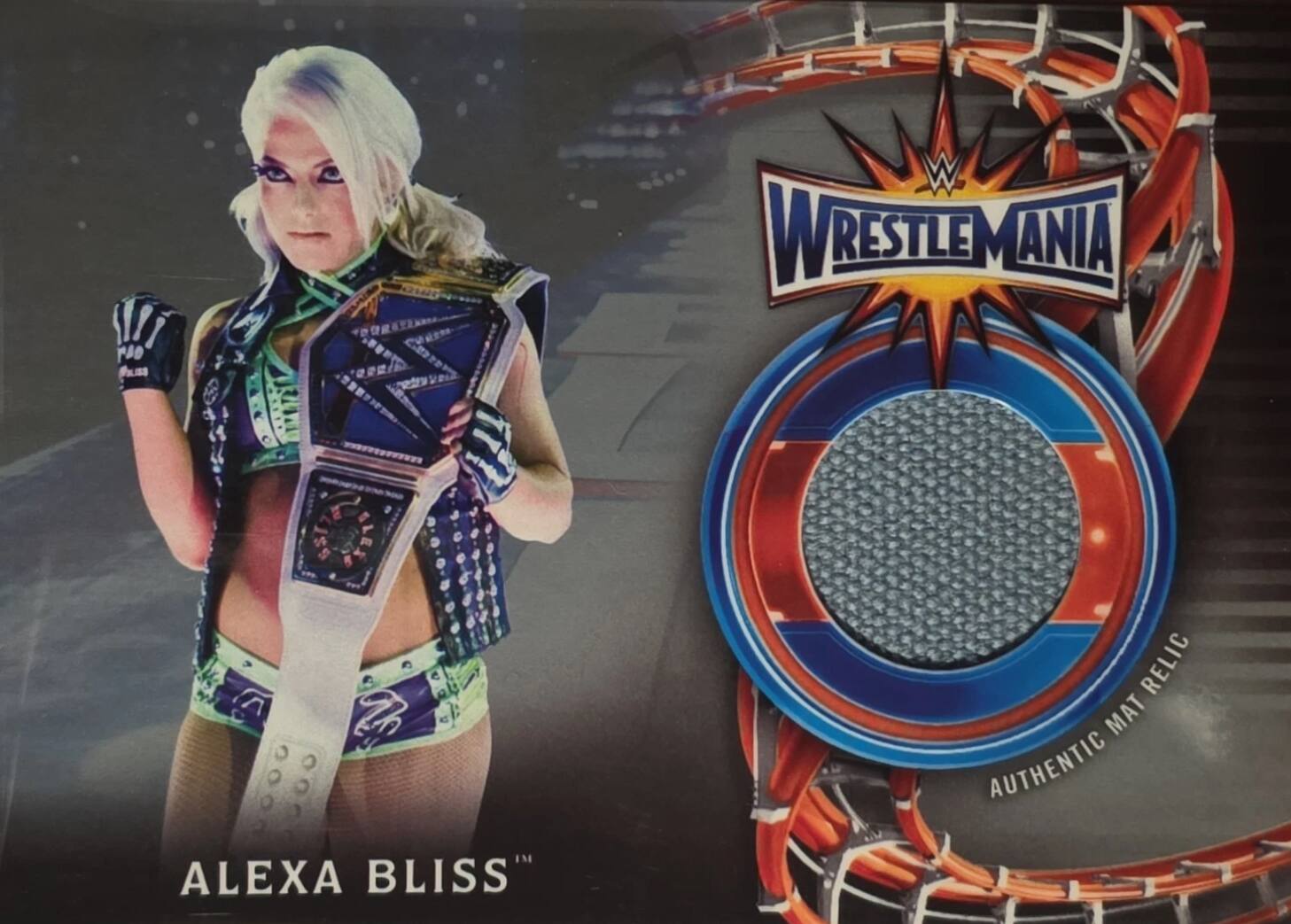PA fLSS WRESTLEMANIA 3 e V ALEXA BLISS RELIC MAT AUTHENTIC