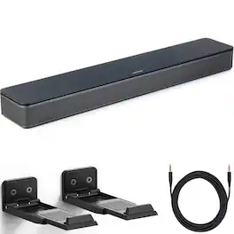 Bose - TV Speaker Bundle with Aux Cable, Mounts - Soundbar for TV with Bluetooth and HDMI-ARC, Soundbar, Remote - Black