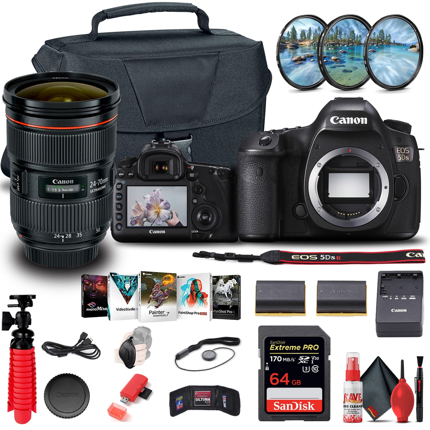 Canon - EOS 5DS DSLR Camera (0581C002) + EF 24-70mm Lens + 64GB Card Advanced Bundle (International Version)