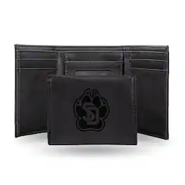 Rico Industries - South Dakota Coyotes Laser Engraved Black Trifold Wallet - Multi