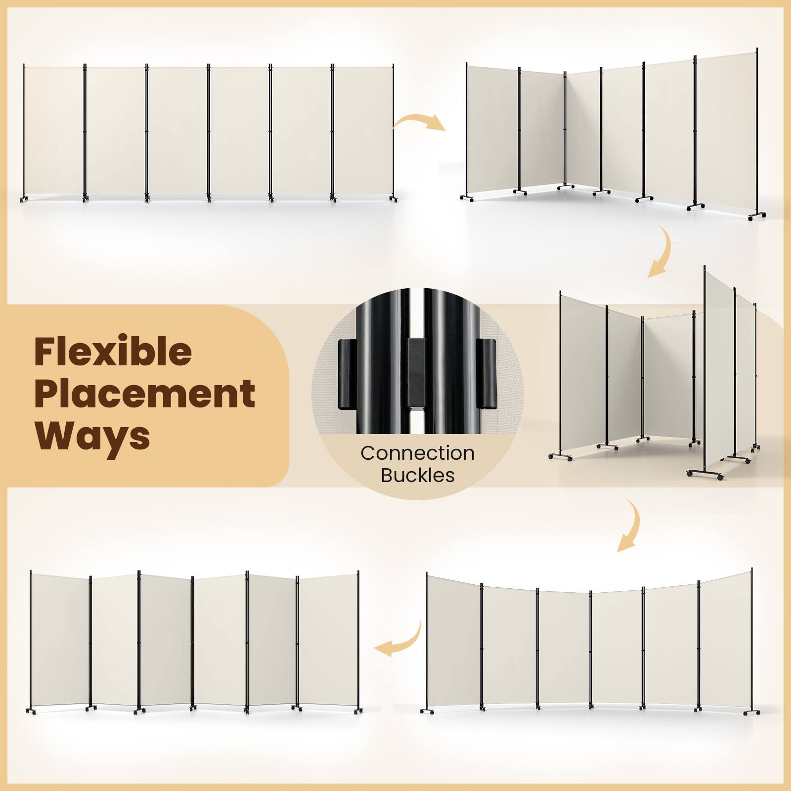 Flexible Placement Ways  
Connection Buckles