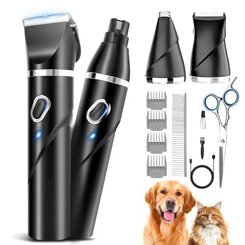Front. Vulpecula Spade - 4 in 1 Dog Grooming Kit for Thick Hair, 2000mAh Heavy Duty Dog Clippers for Grooming, 2-Speed Low Noise Paw Trimmer with.