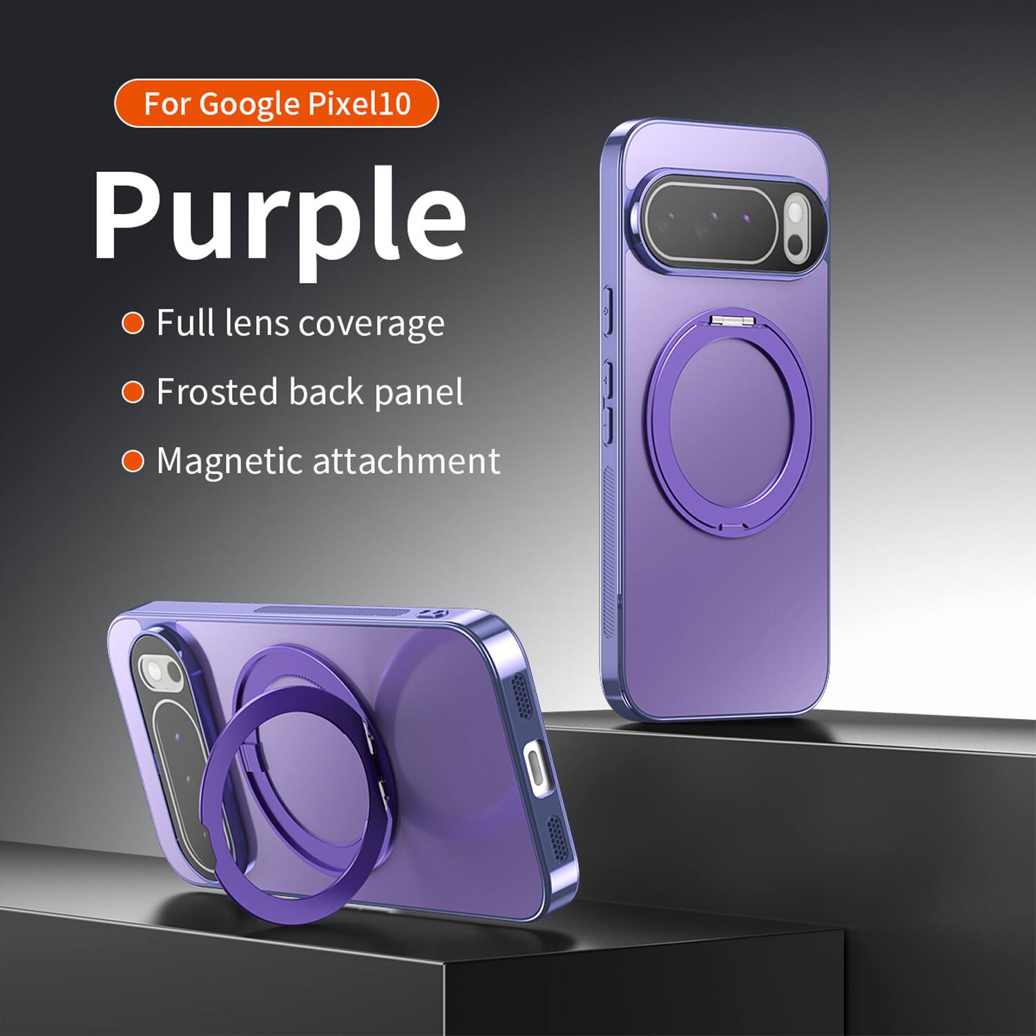 For Google Pixel 10

Purple

- Full lens coverage
- Frosted back panel
- Magnetic attachment
