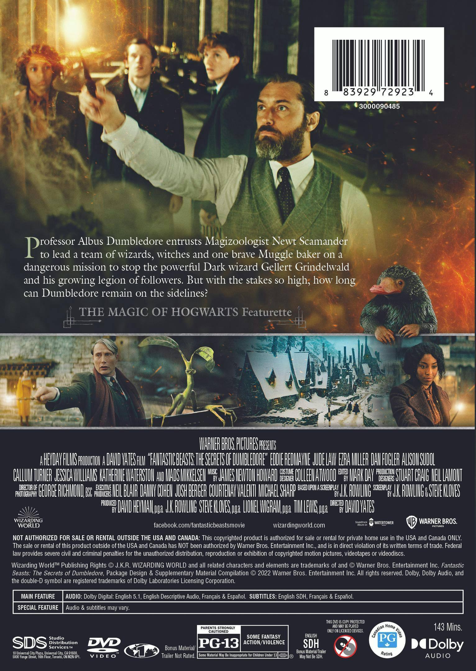 Back. Fantastic Beasts: The Secrets of Dumbledore [DVD].