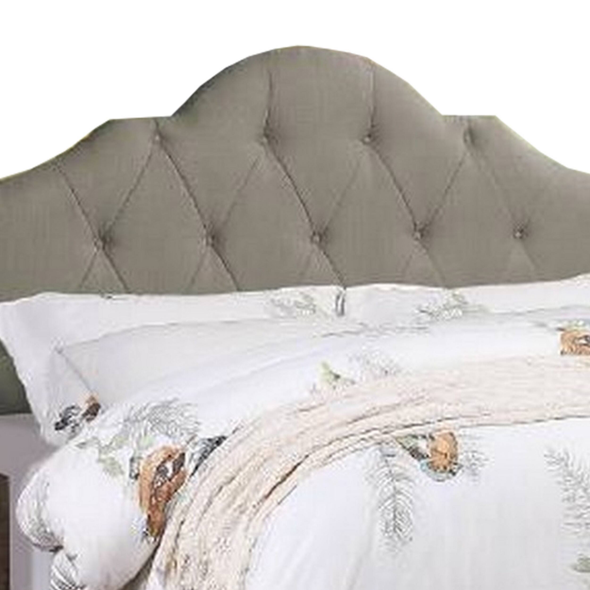 Alt View 1. Manhattan Lane - Eni Upholstered Queen Size Bed, Tufted Adjustable Headboard, Gray Fabric - Gray.