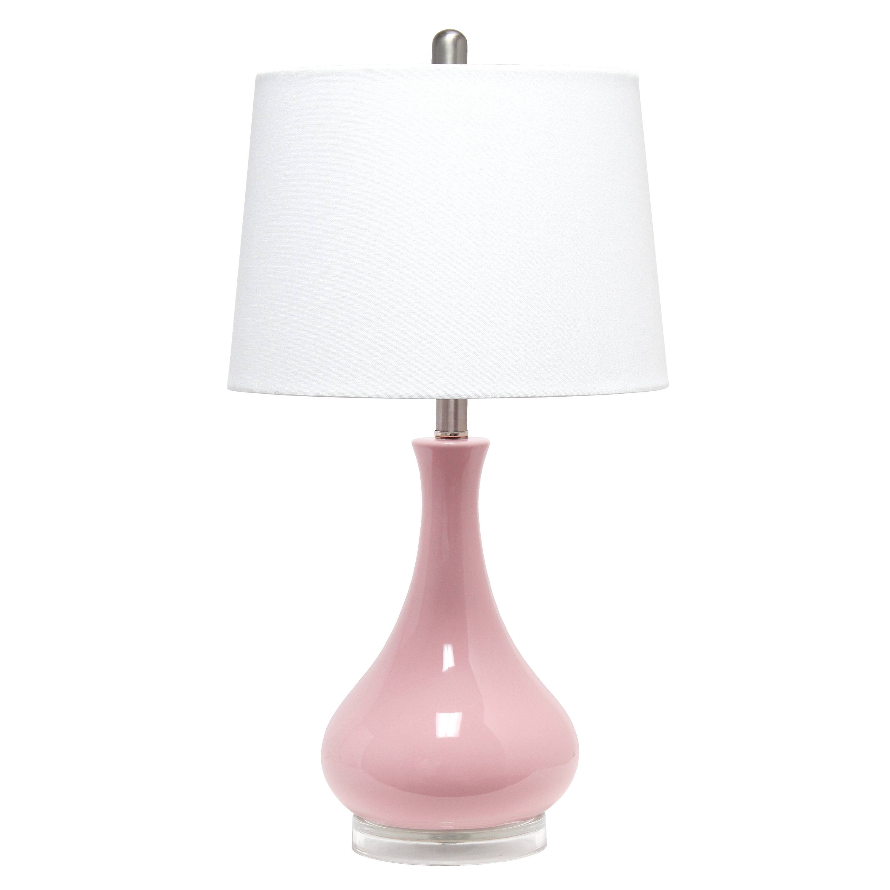 Front. Lalia Home - Droplet Table Lamp with Fabric Shade - Rose pink.