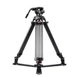RAUBAY - 69" Fluid Head Video Camera Tripod DV-2 Video Tripod System with Ground Spreader Heavy Duty Camera Stand - Black