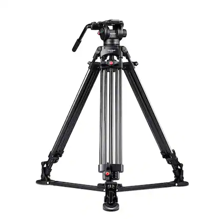 Front. RAUBAY - 69" Fluid Head Video Camera Tripod DV-2 Video Tripod System with Ground Spreader Heavy Duty Camera Stand - Black.