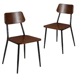 Flash Furniture - Lincoln Industrial Dining Chair with Gunmetal Steel Frame and Rustic Wood Seat, Set of 2 - Brown