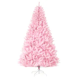 Homcom - Tall Artificial Christmas Tree Holiday Décor with 1288 Branches, Auto Open, Steel Base, Wide Shape - Pink