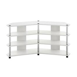 FurniFact - 4-Tier Corner TV Stand for TVs up to 55 inches with easy assembly - White