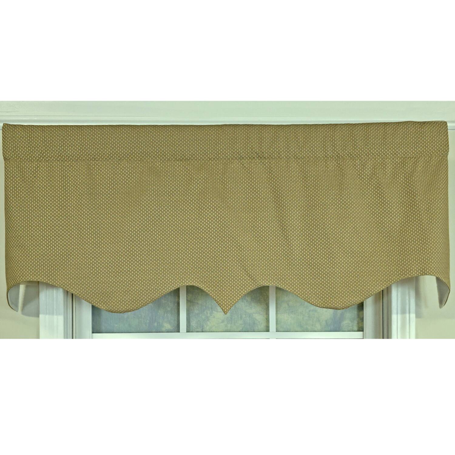 Left. RLF Home - RLF Home 100% Cotton Basket Weave Regal With Poly/Cotton lining Rod Pocket Valance 50" x 15" Loden - Loden.