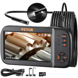 VEVOR - Borescope Camera, Triple Lens Endoscope Camera with Light, 4.5" Screen 1080P Inspection Camera with 10 LED Light - Black