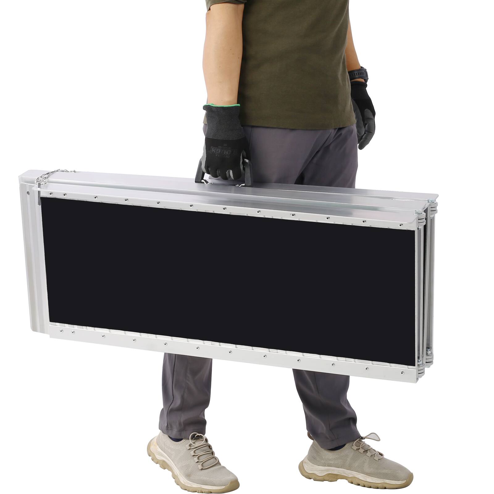 Alt View 1. ELEMENT ACE - 7ft Aluminum Threshold Ramp - Portable, Foldable, 600lb Capacity, Non-Skid, Two-Piece Design - Silver.