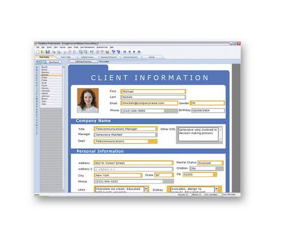 Sure, here is the corrected and grouped text:

---

**CLIENT INFORMATION**

- **First Name:** Michael
- **Last Name:** Nickels
- **Email:** mmickels@companyname.com
- **Gender:** M
- **Phone:** (212) 626-9999
- **Birthday:** 02/09/1964

**Company Name:**
- **Title:** Telecommunications Manager
- **Manager:** Genevieve Maciied
- **Other Info:** Genevieve very involved in decision making process
- **Dept:** Telecommunications

**Personal Information:**
- **Address:** 662 N. Forest Street
- **City:** New York
- **State:** NY
- **Phone:** (212) 926-5555
- **Marital Status:** Divorced
- **Children:** No
- **Likes:** Chocolate, cream
- **Dislikes:** Avocados
- **Allergic to:** [Not specified]

**Additional Notes:**
- **Likes:** Chocolate, cream
- **Dislikes:** Avocados
- **Allergic to:** [Not specified]

---

This