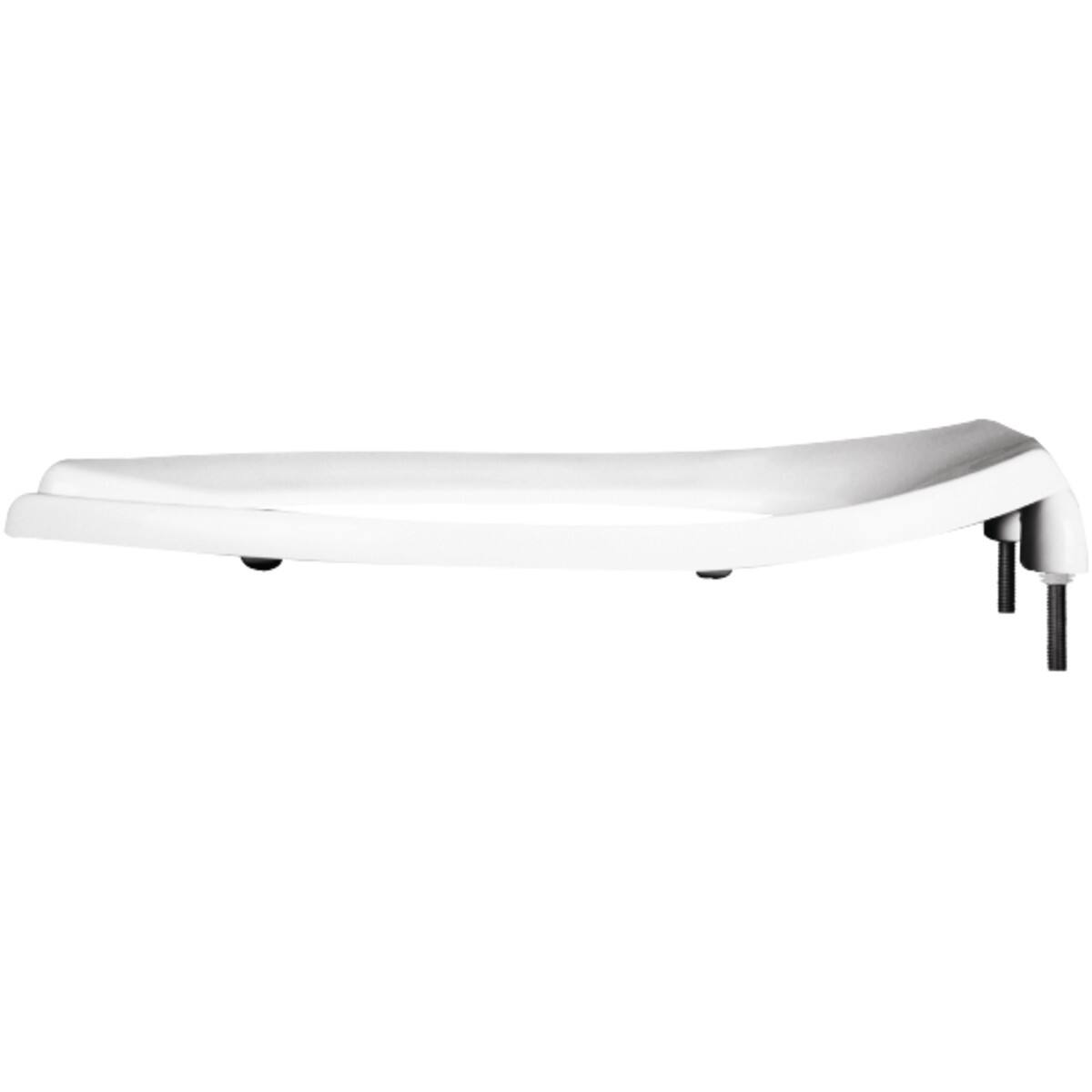 Angle. BEMIS - Bemis Elongated Open Front Less Cover Commercial Plastic Toilet Seat in White - White.