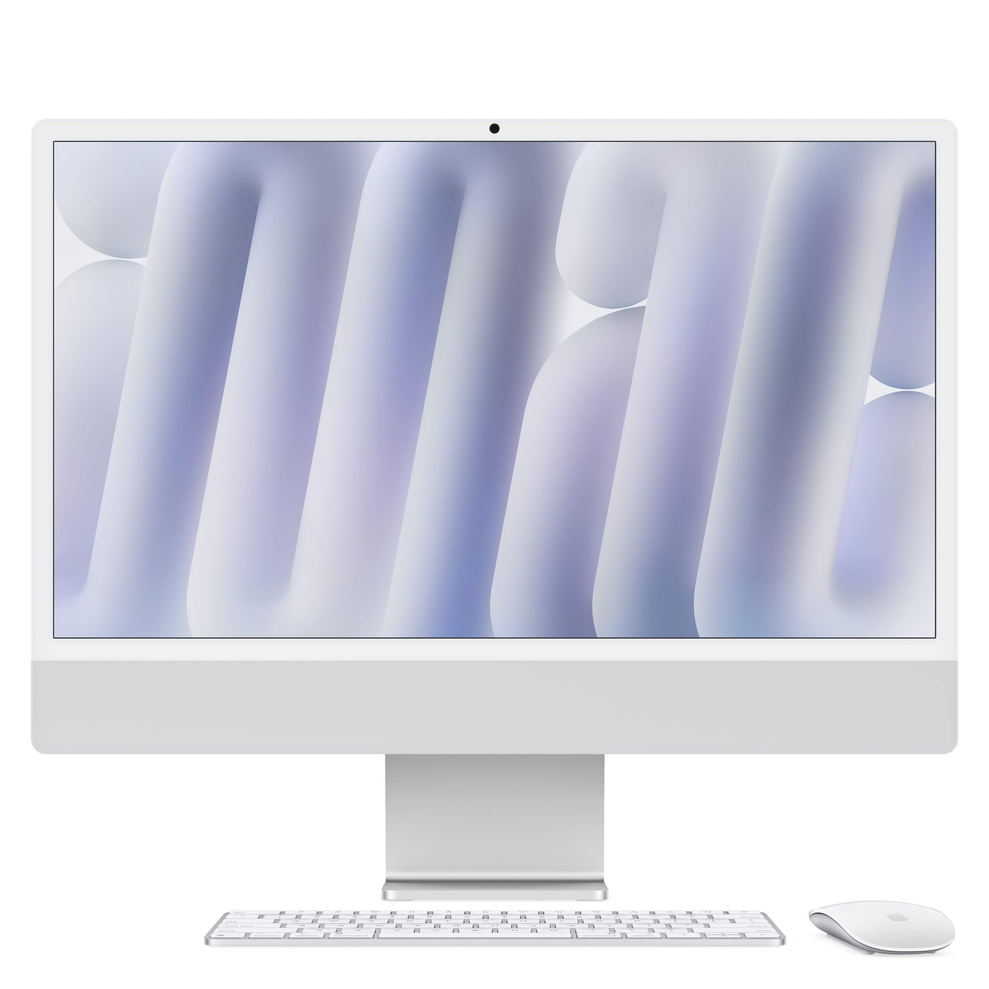 Front. Apple - iMac 24-inch All-in-One - M4 chip - Built for Apple Intelligence - 8 Core CPU - 8 Core GPU - 16GB Memory - 256GB SSD - Silver.