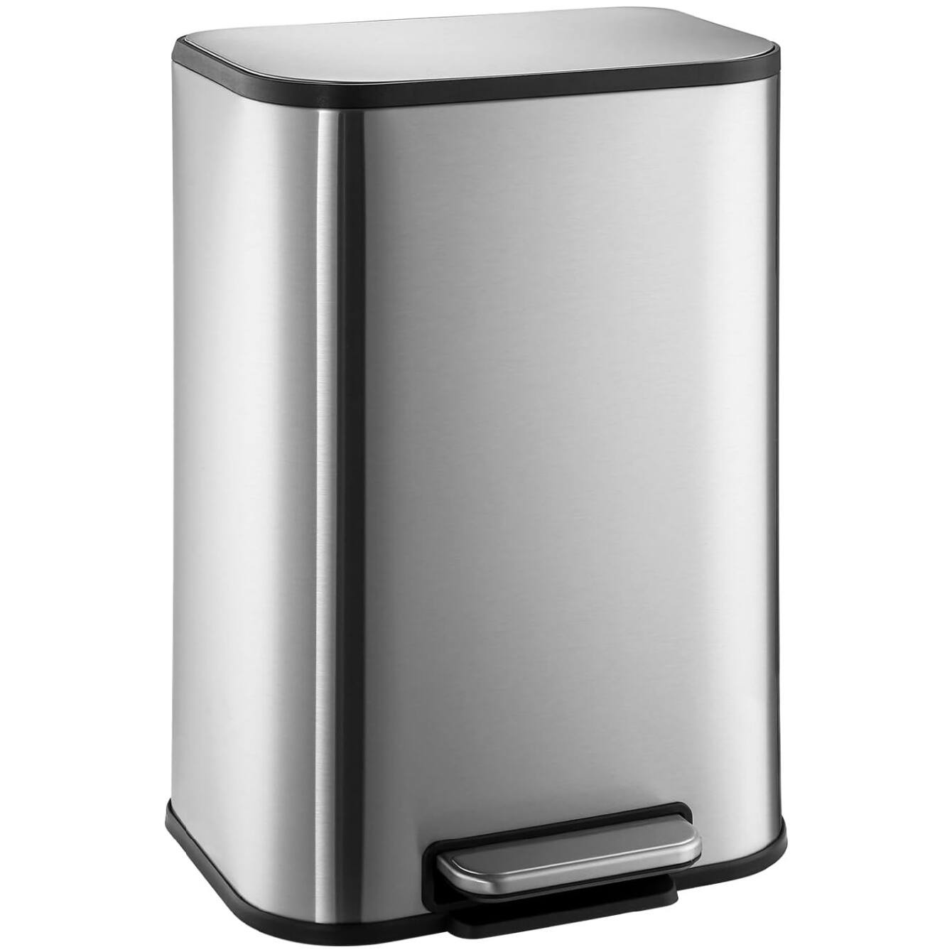 Front. GARVEE - 3.2 Gallon Kitchen Trash Can with Soft Close Lid, Stainless Steel 12L Garbage Can - Silver.