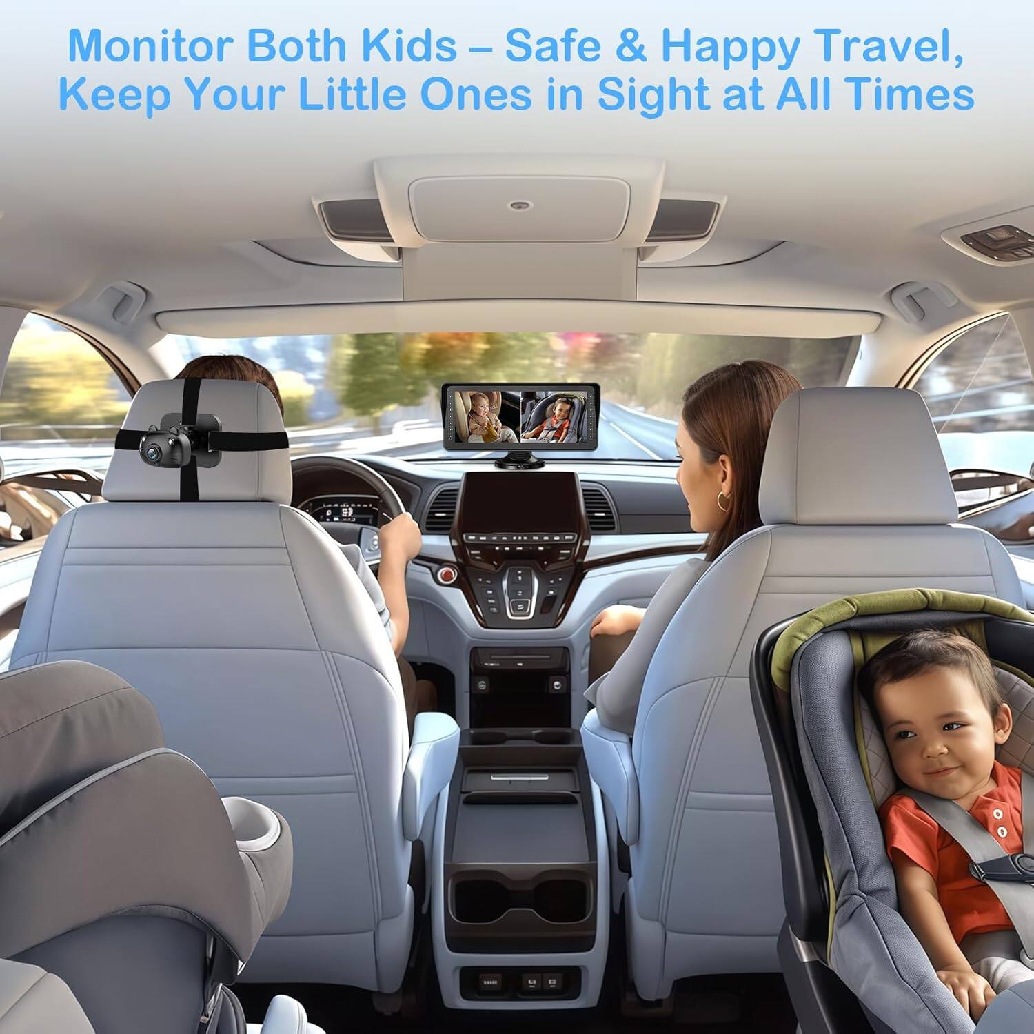 Monitor Both Kids - Safe & Happy Travel, Keep Your Little Ones in Sight at All Times