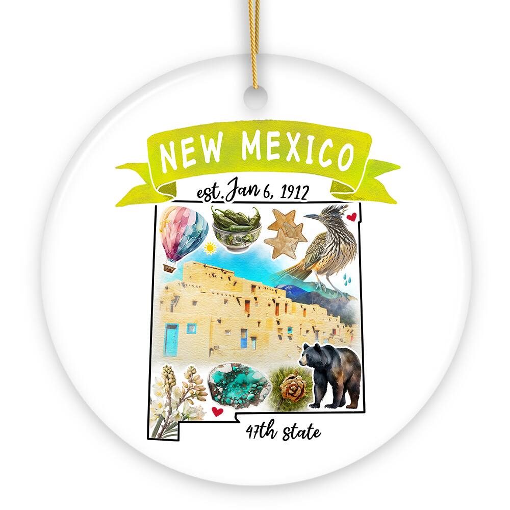 OrnamentallyYou - Artistic New Mexico State Themes and Landmarks Christmas Ornament - Multi-colored