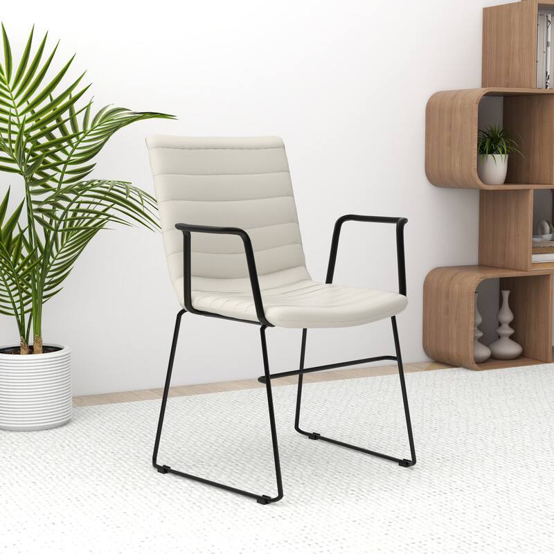 Left. LeisureMod - Zylar Office ArmChair with PU Leather, Foam Cushion, Stainless Steel Base & Ergonomic Support - Tan.