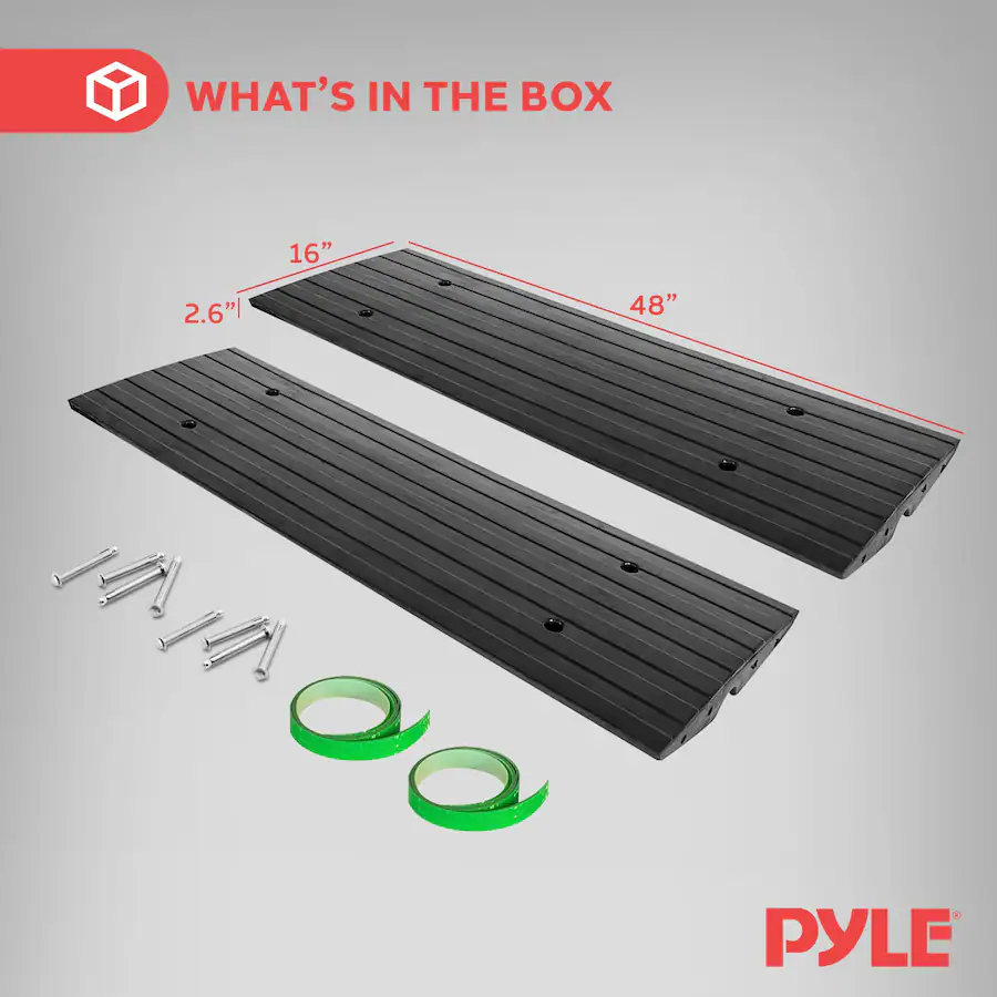 Pyleusa Ramp Pyle 8ft Rubber Curb Ramp Set – 2 Pack, Non Slip Ramps for Driveways ...