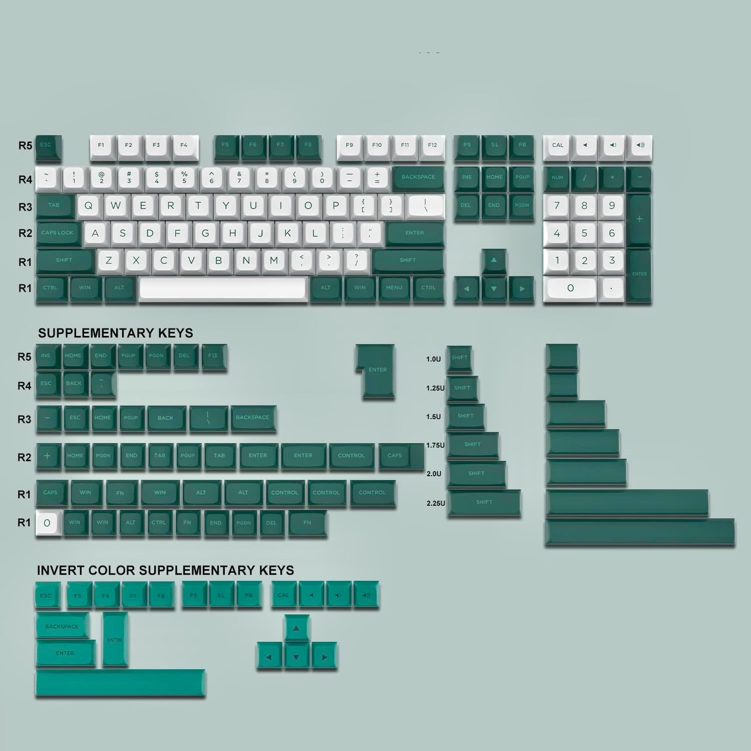 R5 ESC F1 F2 F3 F4 F5 F6 F7 F8 F9 F10 F11 F12 P6 E1 FB .. F1 FF FS PS SI PE FA 4 4 43 R4 : d 1 . 1 1 4 % 1 A 6 A 1 & - 9 - + . . BACKSPACE IS - POUP AE R3 TAB R2 cars LE Q A w S E D R F T G Y H U J - K O L P : I - 1 ENTER DEL In Pode 7 4 B 5 9 6 + R1 SUPT Z x C V N M 4 . 1 I Sa 1 2 3 R1 STRL - ALT ALT WN PET ETRL o SUPPLEMENTARY KEYS R5 ms - ENO POLE PSOS DEL FO ENTES 1.0u SET R4 ESE BAC 1.26 10 R3 ESE AN ISA BACR BACKSPACE 1.8U SOFT R2 N Pn EN T POUP TAE ENTER ENTER CONTRIE CAPs 1.7%U SHIPT 2
